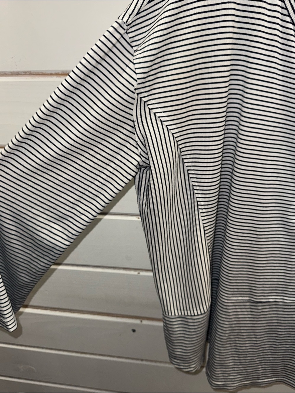 entro Black Striped Long Sleeve Oversized Henley Top - Picture 4 of 5